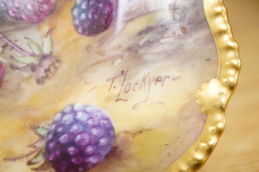 Two Royal Worcester fruit painted plates, by T Lockyer and A Shuck, 23cm in diameter. Condition - good, a little dirty